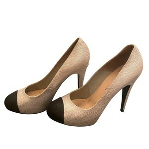 CHANEL Authentic Chanel Cap-Toe Textured High Heels – Size 40